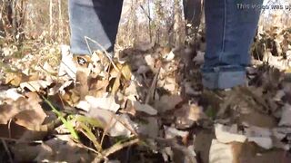 Pee public. Old BBW takes off her white lingerie and