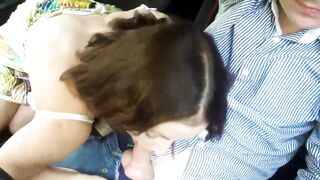 Deep Throat inside taxi Russian MILF woman's reaction to harassment (Alina