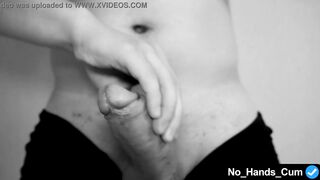 Male orgasm and lot of sperm from strong overexcitation, without