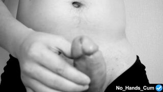 Male orgasm and lot of sperm from strong overexcitation, without