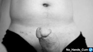 Male orgasm and lot of sperm from strong overexcitation, without