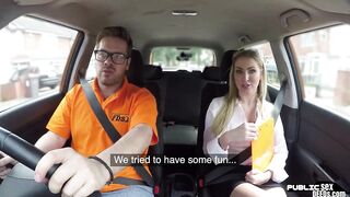 Outdoors uk driving college girl doggystyled inside vehicle