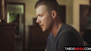 Due to lack of sex, stepmom decides to seduce by