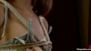 Big Boobed milf anal punishes tied fan