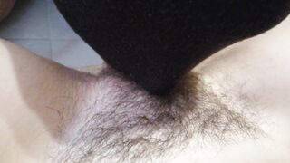 SHE LICKS MY BUSHY TWAT CLOSE-UP, STRETCHED HER LEGS AND