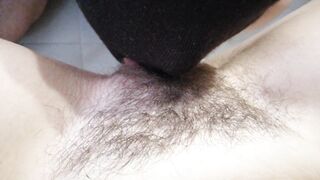 SHE LICKS MY BUSHY TWAT CLOSE-UP, STRETCHED HER LEGS AND