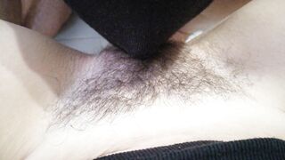 SHE LICKS MY BUSHY TWAT CLOSE-UP, STRETCHED HER LEGS AND