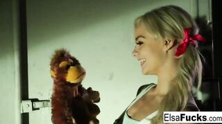 Teenie Elsa Jean fucks a masked stranger inside an alleyway